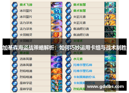 加基森海盗战策略解析：如何巧妙运用卡组与战术制胜